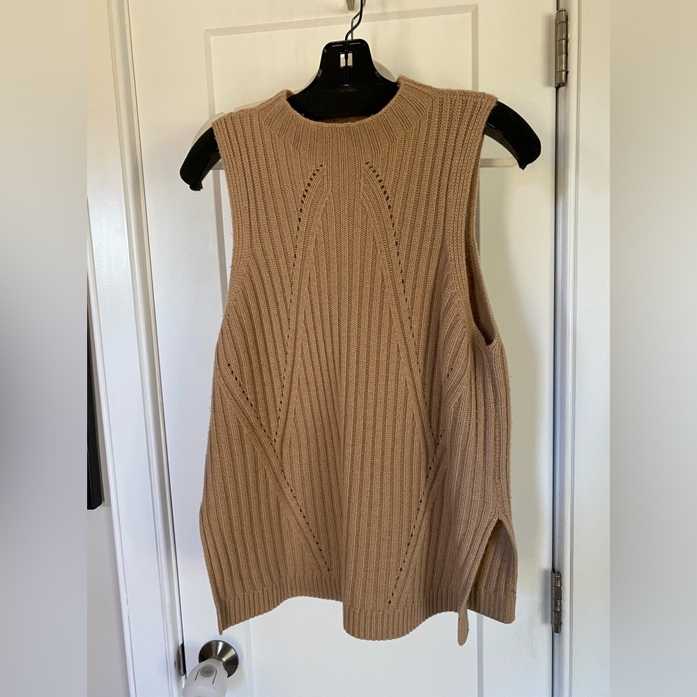 SOLD 
INTERMIX Beige Knit Wool Cashmere Sleeveless Mock Neck Sweater Vest Size L